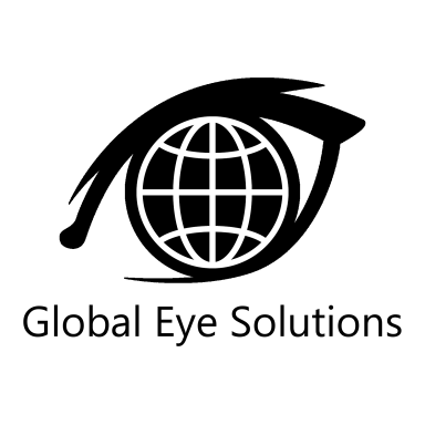 Logo von Global Eye Solutions mit einem Auge und einer Weltkugel.