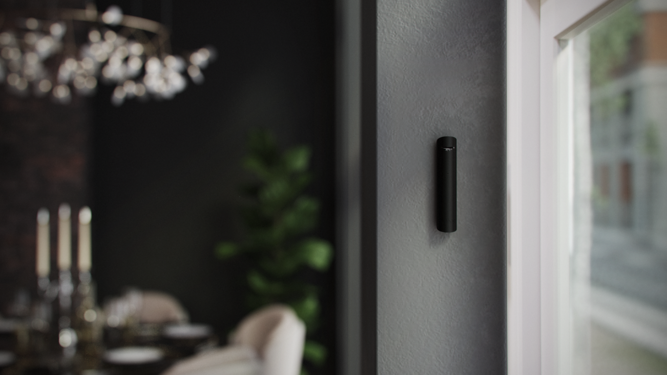 Glasbruchmelder Moderne Wohnung mit anspruchsvoller Einrichtung und einer Pflanze im Hintergrund.